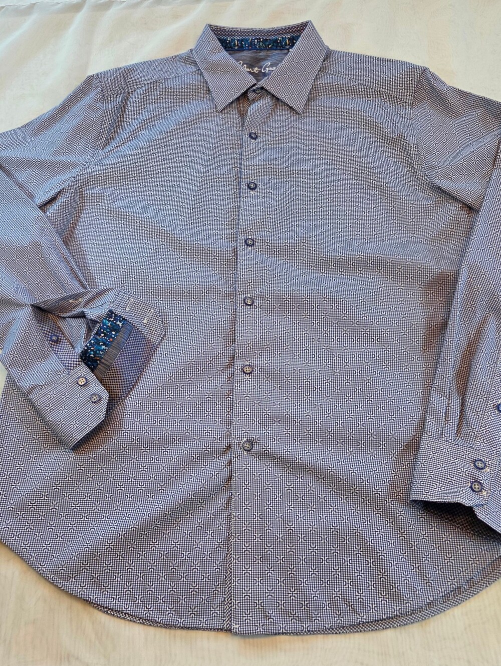 Robert Graham Men’s Navy & White Geometric Dress Shirt